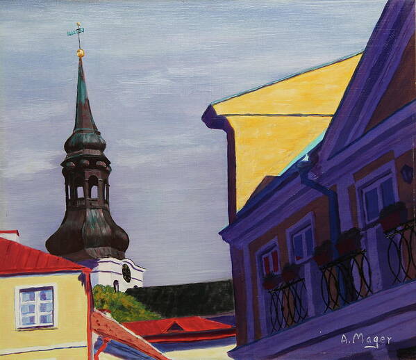 Painting Poster featuring the painting In the Heart of Tallinn by Alan Mager