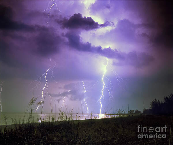 Weather Photography Poster featuring the photograph Lightning over Florida by Keith Kapple