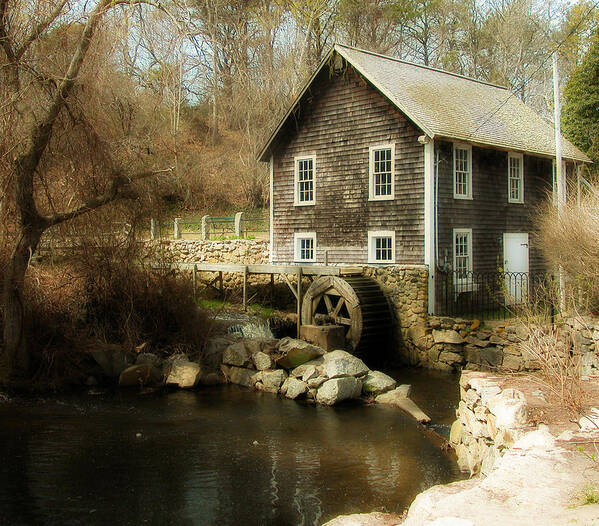  Poster featuring the photograph Stonybrook Gristmill in Sepia by Cathy Kovarik