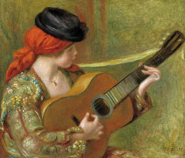 Renoir Poster featuring the painting Young Spanish Woman with a Guitar #1 by Auguste Renoir