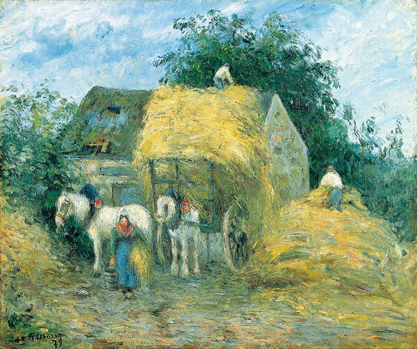 Camille Pissarro Poster featuring the painting The Hay Cart. Montfoucault by Camille Pissarro