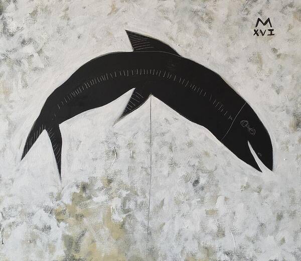  Abstract Poster featuring the painting ANIMALIA Black Fish by Mark M Mellon