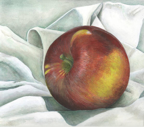 Apple Poster featuring the mixed media Apple Portrait by Sandy Clift