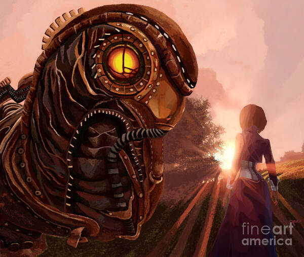 Songbird Poster featuring the painting Bioshock Songbird Elizabeth's Protector by Jackie Case