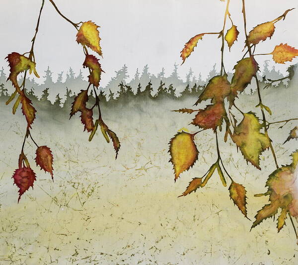 Birch Poster featuring the tapestry - textile Birch in Autumn by Carolyn Doe