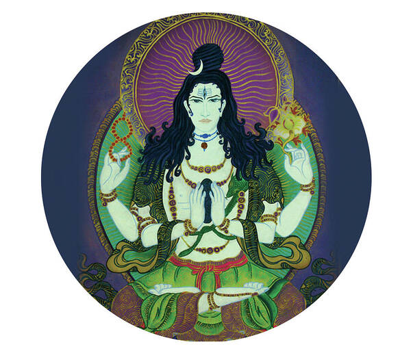 Shiva Poster featuring the painting Blessing Shiva by Guruji Aruneshvar Paris Art Curator Katrin Suter