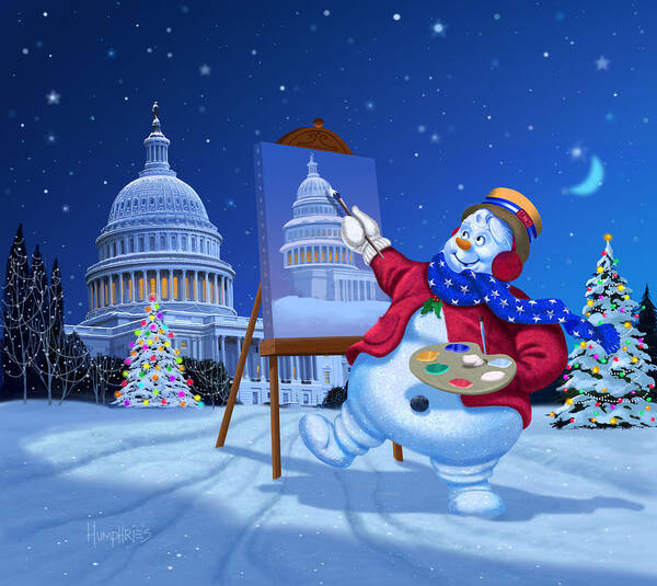 Michael Humphries Poster featuring the painting Capitol Christmas by Michael Humphries