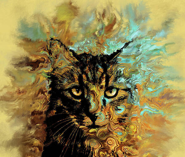 Cat Poster featuring the digital art Cat 617 by Lucie Dumas
