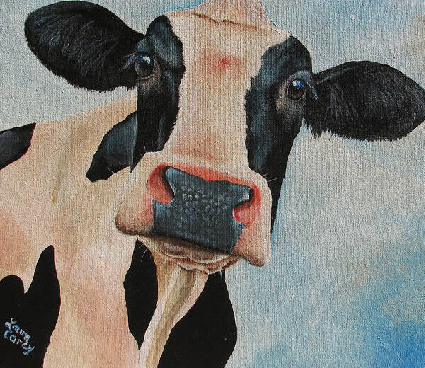Cow Poster featuring the painting Curiosity by Laura Carey