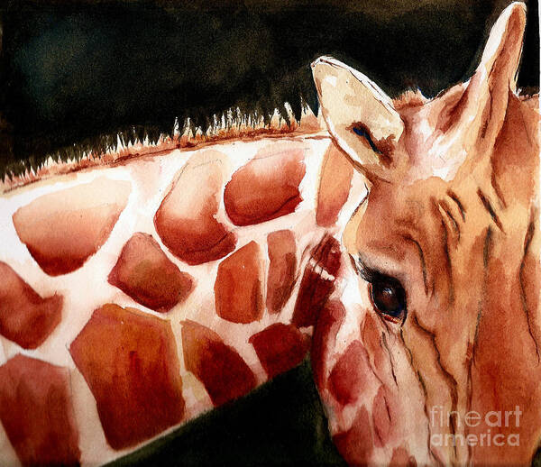 Giraffe Poster featuring the painting Giraffe by Rhonda Hancock