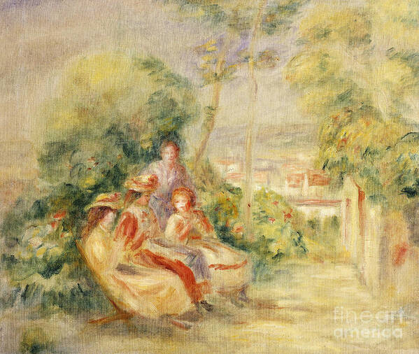 Renoir Poster featuring the painting Girls in a Garden by Pierre Auguste Renoir
