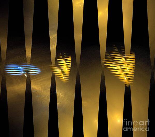 Apophysis Poster featuring the digital art Golden Bar Stripes by Kim Sy Ok