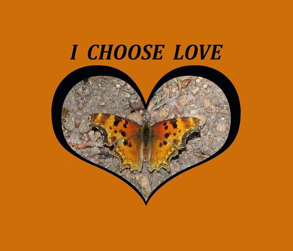 Love Poster featuring the digital art I Chose Love with a Butterfly in a Heart by Julia L Wright