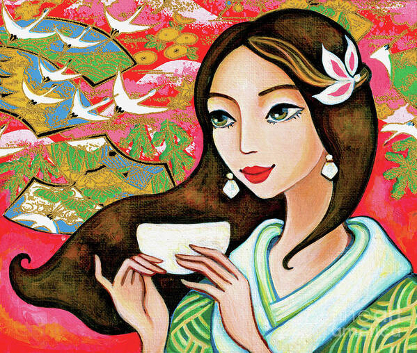 Asian Woman Poster featuring the painting Jasmine Garden by Eva Campbell