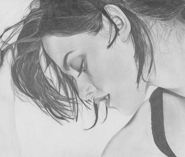 Kristen Stewart Drawing Pencil Sketch Twilight Bella Swan Eclipse Poster featuring the drawing Kristen Stewart by Maria Johnson