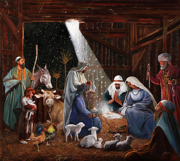 Nativity Poster featuring the painting La Nativita' by Guido Borelli
