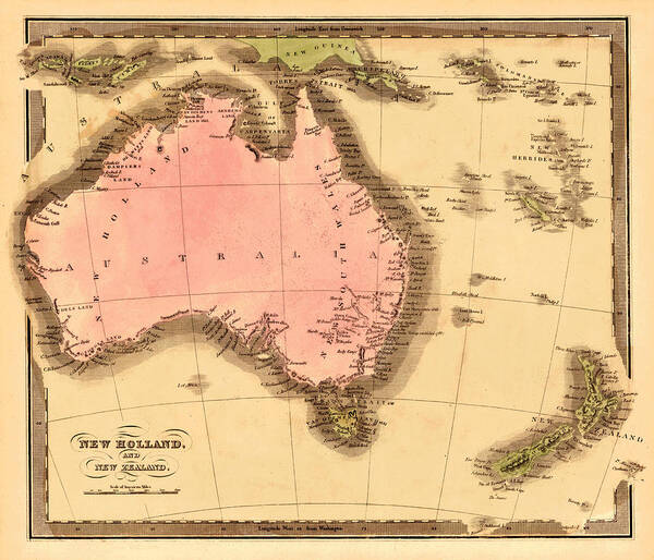 Map Of Australia Poster featuring the photograph Map Of Australia 1840 by Andrew Fare
