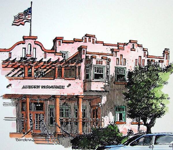 California Poster featuring the painting Old Auburn Hotel by Terry Banderas