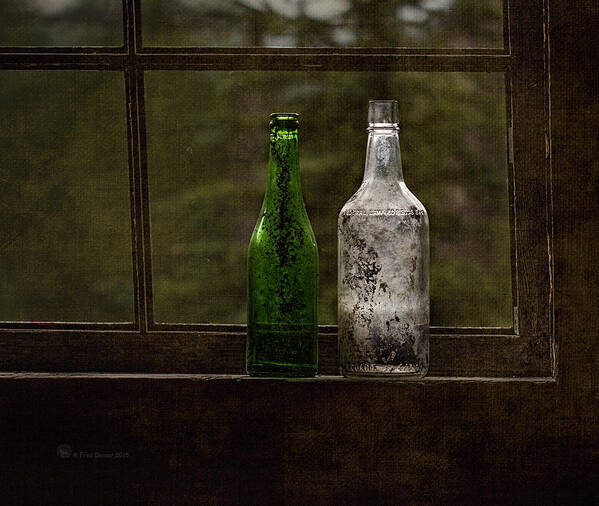 Bottles Poster featuring the photograph Old Bottles in Window by Fred Denner