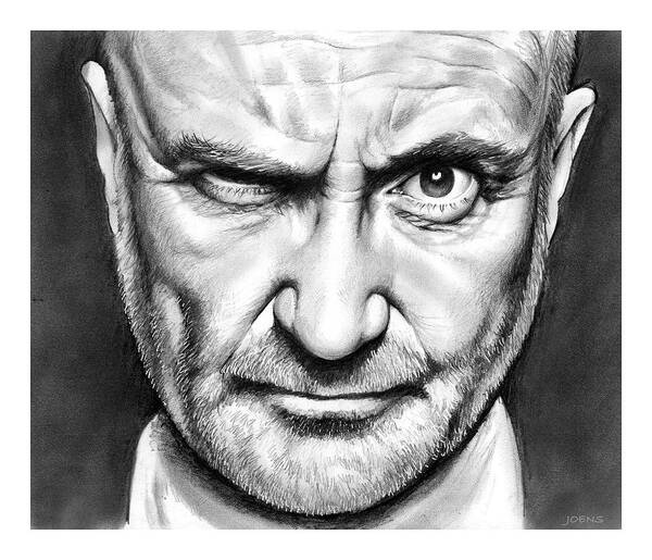 Phil Collins Poster featuring the drawing Phil Collins by Greg Joens