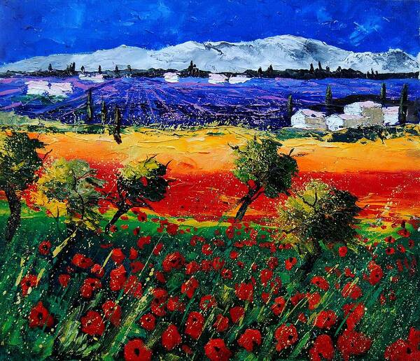 Poppy Poster featuring the painting Poppies in Provence by Pol Ledent