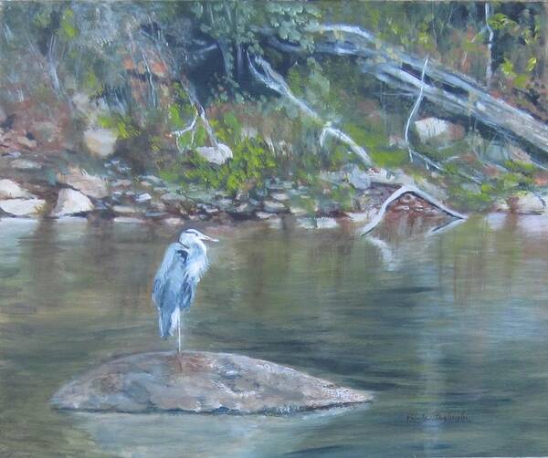 Blue Heron Poster featuring the painting Rock Star by Paula Pagliughi