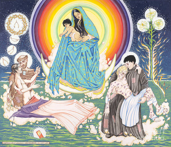 Mary Poster featuring the painting The Epiphany Wisemen Bring Gifts to the Child by William Hart McNichols