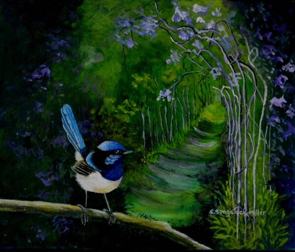Wren Poster featuring the painting The Garden Path by Sandra Sengstock-Miller