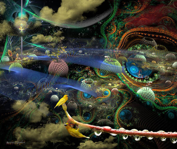 Apophysis Poster featuring the digital art The History of the Bioluminoidal Fractalization Process by Rhonda Strickland