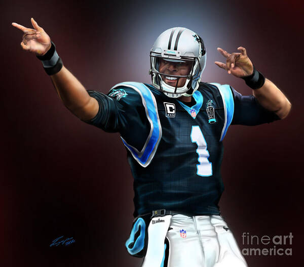 American Football Player Poster featuring the painting The Inevitable Cam Newton1 by Reggie Duffie