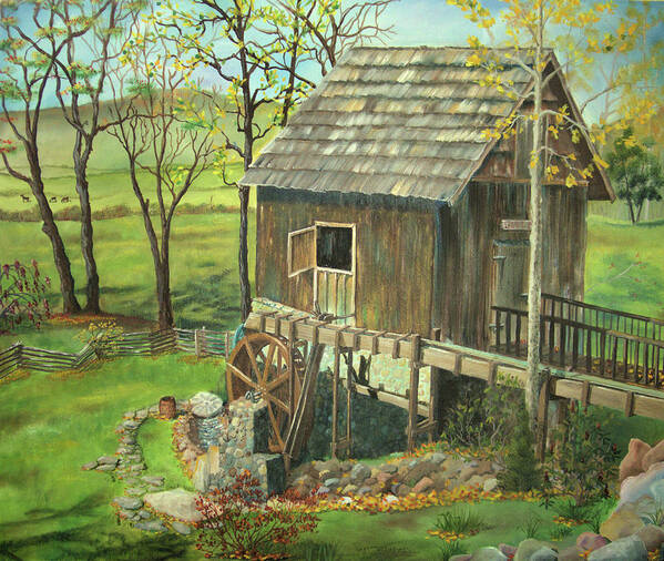 Mill Poster featuring the painting Tom Lott's Mill in Georgia by Nicole Angell