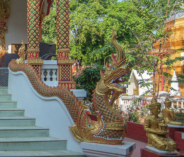 Scenic Poster featuring the photograph Wat Fa Ham Phra Ubosot Makara and Naga DTHCM1353 by Gerry Gantt