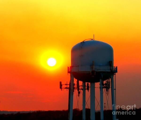Sun Set Sun Horizon Water Tower Poster featuring the photograph Water Tower Sunset by Beth Ferris Sale