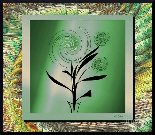 Illustration Poster featuring the digital art Whirling plant #6 by Iris Gelbart