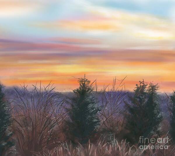 Sunrise Poster featuring the painting Winter Sunrise by Susan Sarabasha