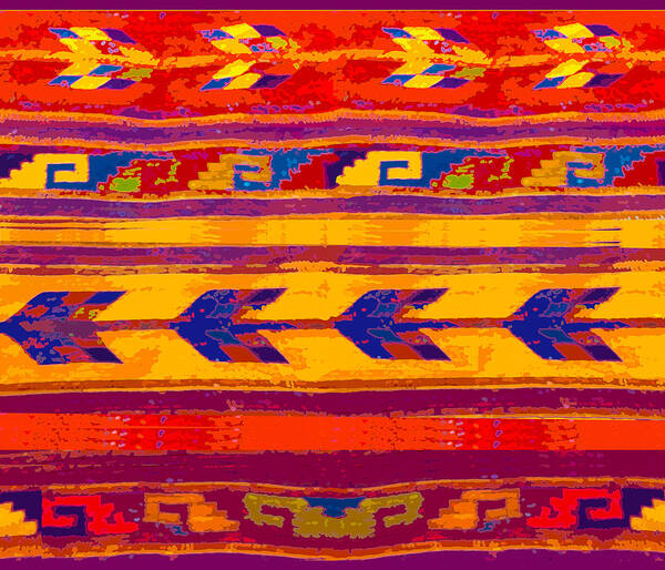 Zapotec Poster featuring the digital art Zapotec Colors by Vagabond Folk Art - Virginia Vivier