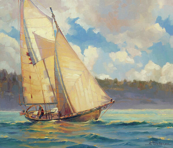 Sailboat Poster featuring the painting Zephyr by Steve Henderson