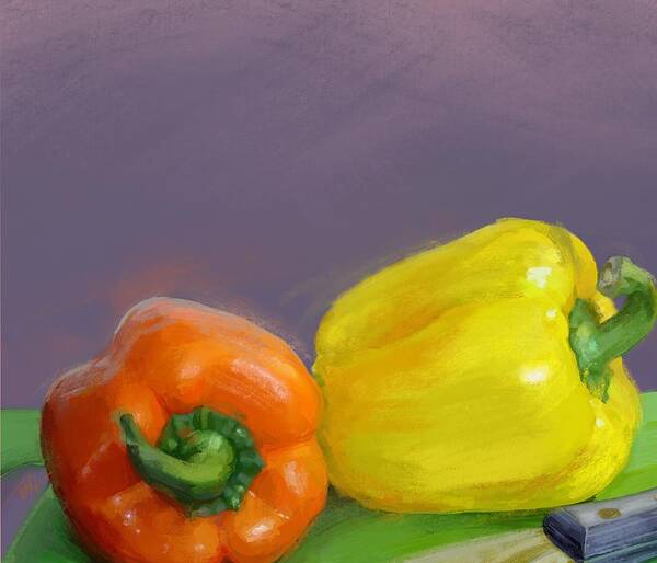 Vegetables. Bell Peppers Poster featuring the mixed media Bell Peppers by Mark Tonelli