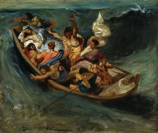 Boat Poster featuring the painting Christ On The Sea Of Galilee by Eugene Delacroix