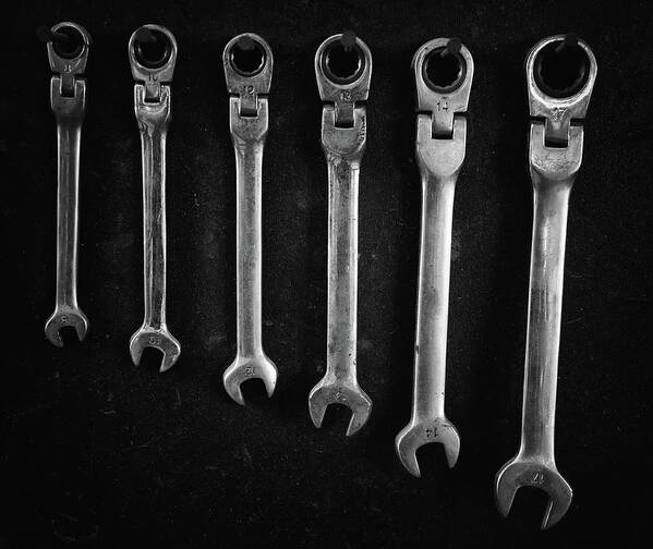 Tools Poster featuring the photograph Group of Steel spanners by Michalakis Ppalis