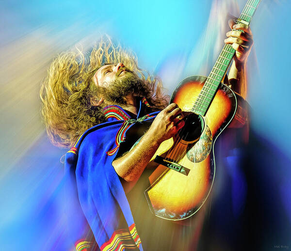 Jim James Poster featuring the mixed media Jim James of My Morning Jacket by Mal Bray