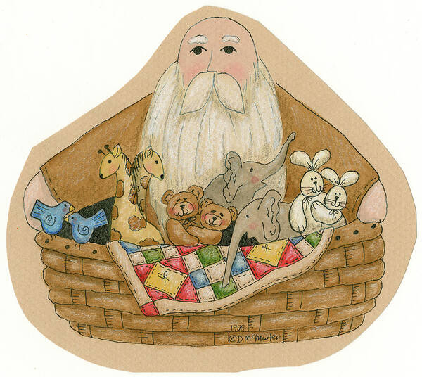 Noah?s Ark Poster featuring the painting Noah & Friends by Debbie Mcmaster