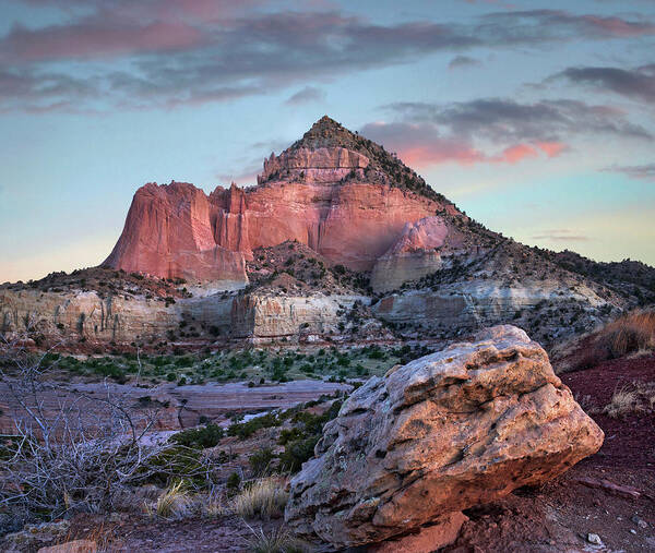00559668 Poster featuring the photograph Pyramid Mountain Sunrise, Red Rock State Park, New Mexico by Tim Fitzharris