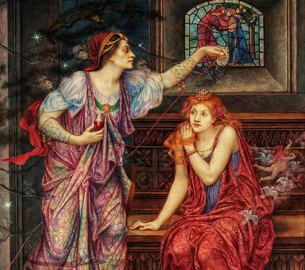Evelyn De Morgan Poster featuring the painting Queen Eleanor and the Fair Rosamund, 1902 by Evelyn De Morgan