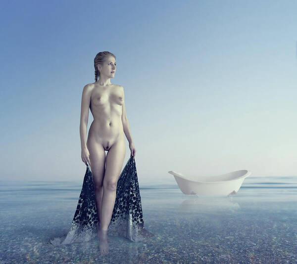 Nude Poster featuring the photograph Sea Bath by Dmitry Laudin