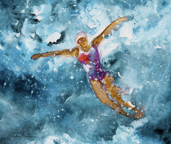 Sports Poster featuring the painting The Art Of Butterfly Swimming 01 by Miki De Goodaboom