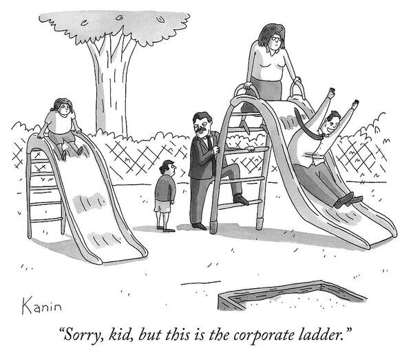 Sorry Poster featuring the drawing The corporate ladder by Zachary Kanin