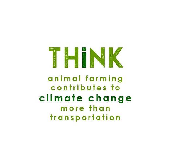  Poster featuring the drawing THINK climate change - two greens by Charlie Szoradi