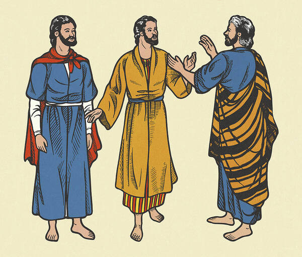 Adult Poster featuring the drawing Three Men Wearing Robes by CSA Images