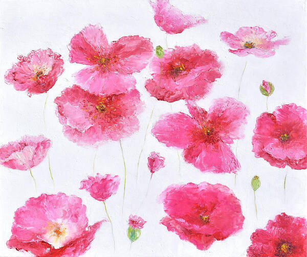 Poppies Poster featuring the painting Bright Pink Poppies #1 by Jan Matson